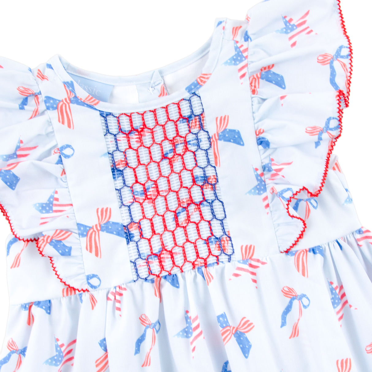Patriotic & Bows Smocked Rachel Bubble
