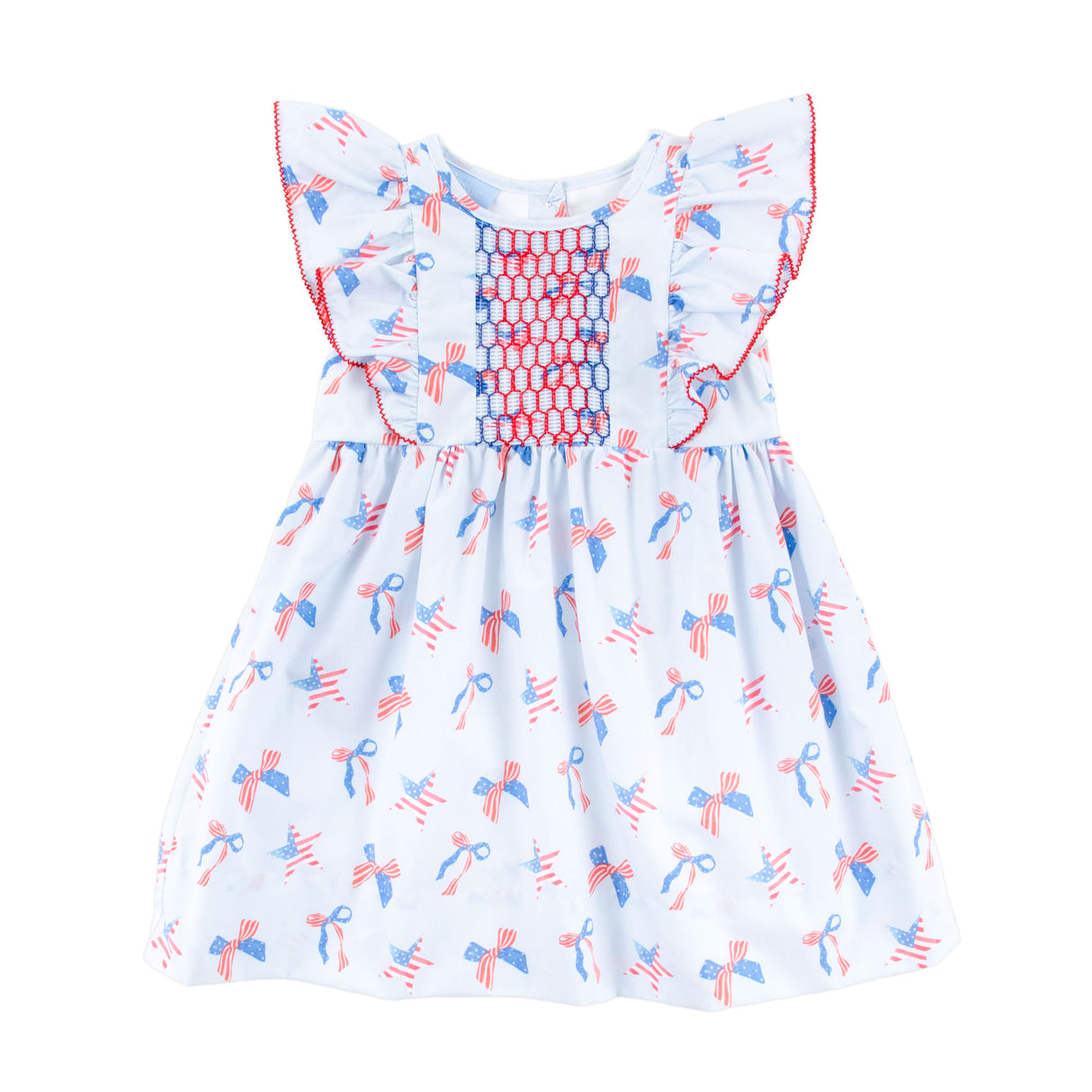 Patriotic & Bows Smocked Rachel Dress