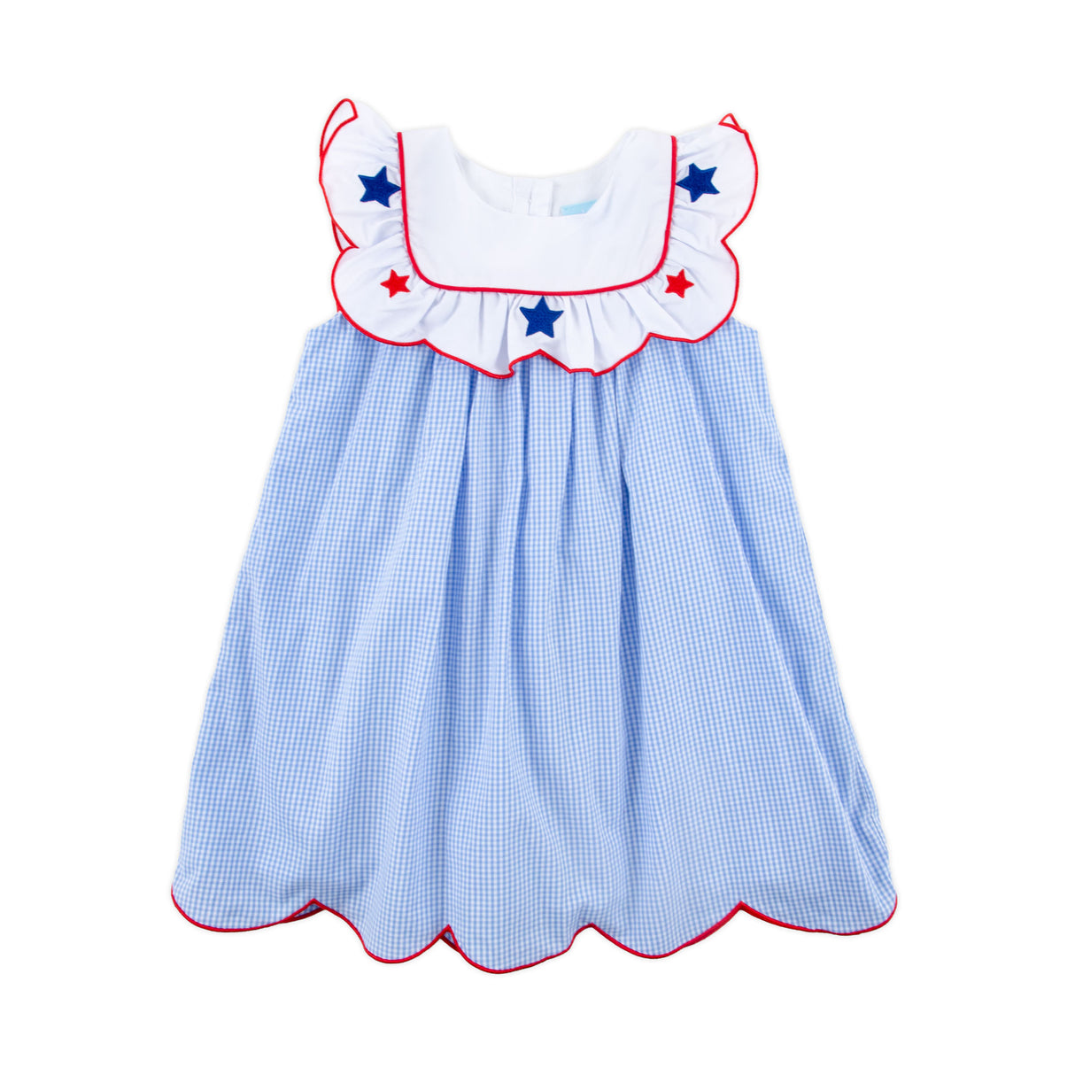 Gleaming Stars Blue Gingham Lacey Dress