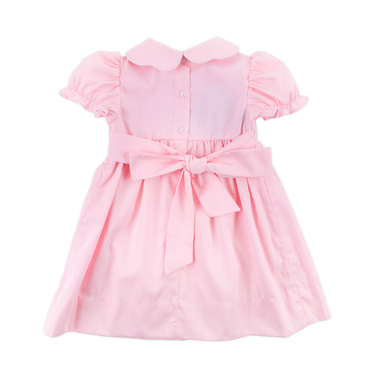 Cross Smocked Pink Pique Collared Dress