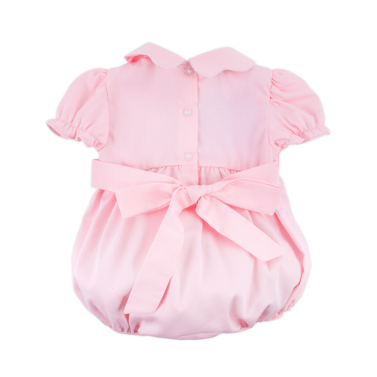 Cross Smocked Pink Pique Collared Bubble