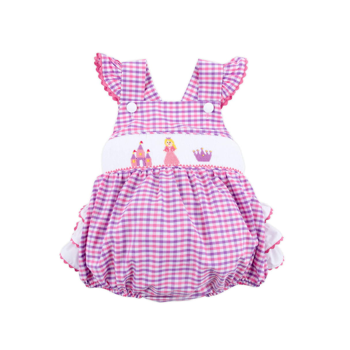 Princess Castle Smocked Pink Gingham Leah Bubble