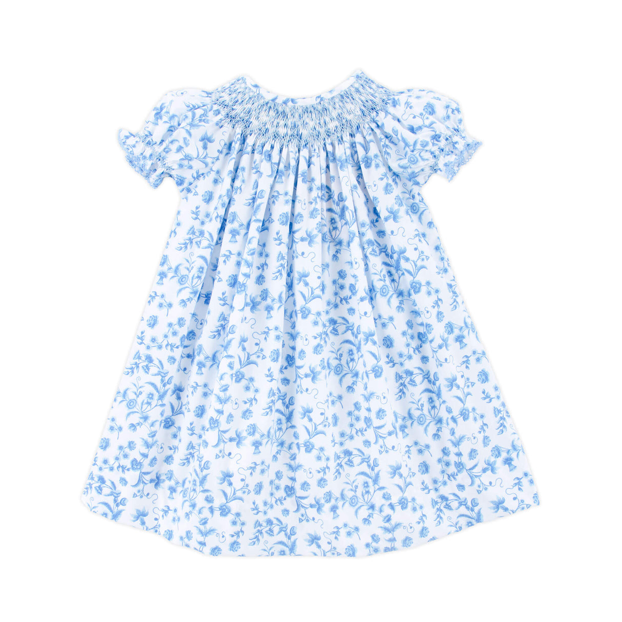 Blue Floral Haven Smocked Bishop Dress