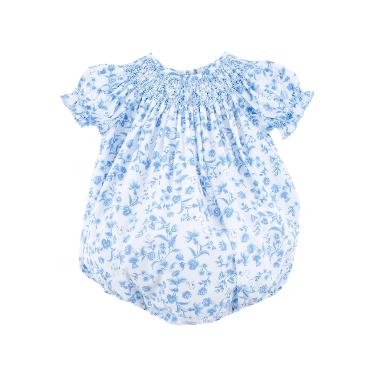 Blue Floral Haven Smocked Bishop Bubble