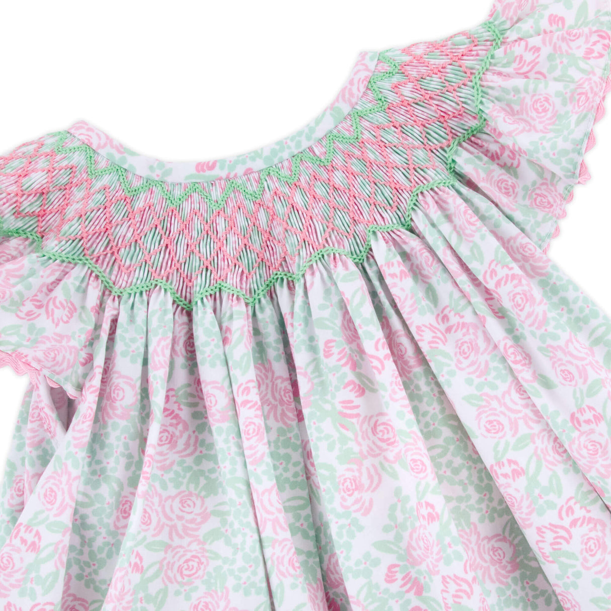 Gardenia Floral Smocked Angel Sleeve Bubble