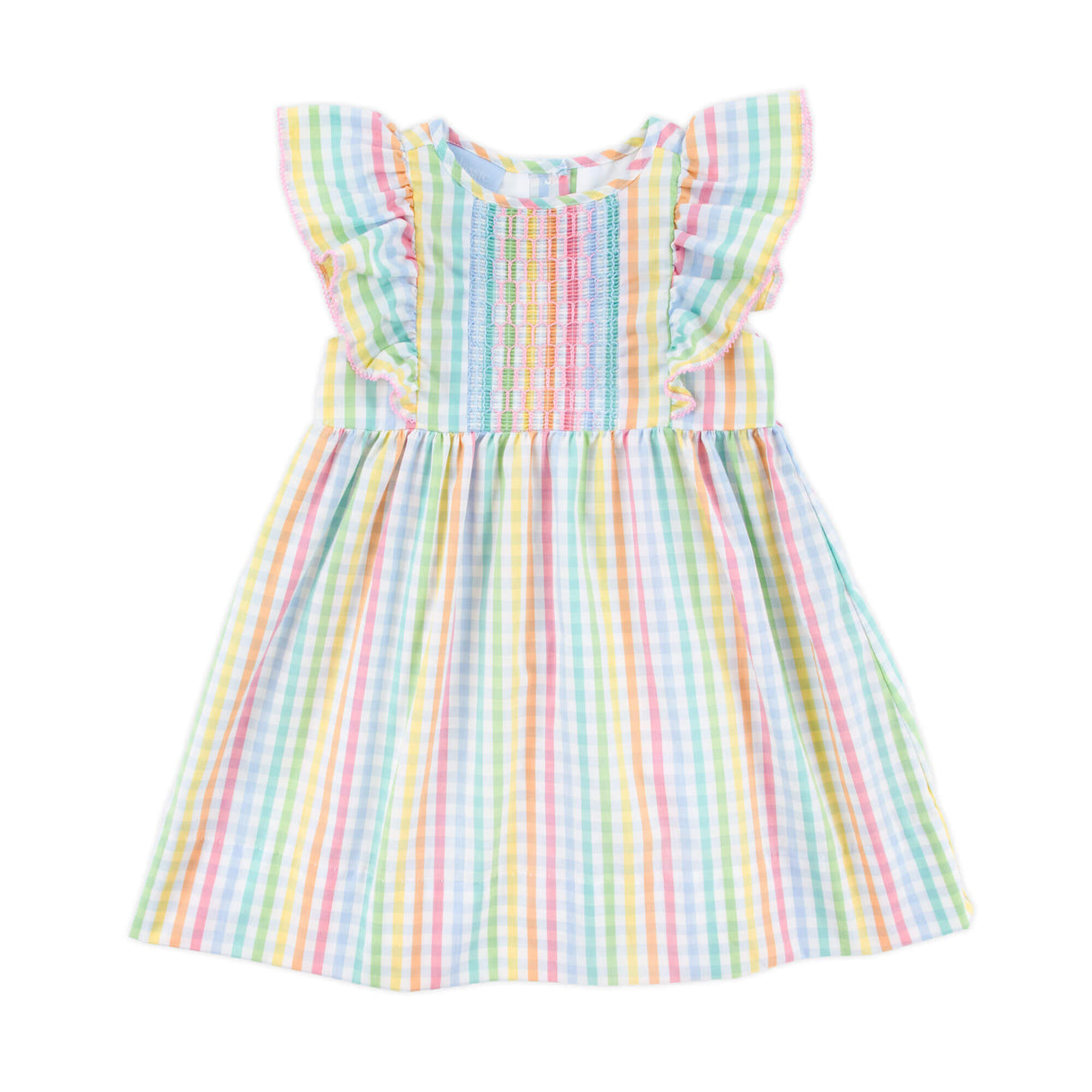 Colorful Multi Plaid Smocked Rachel Dress