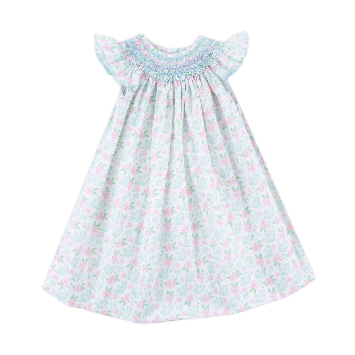 Floral Frenzy Smocked Angel Sleeve Dress