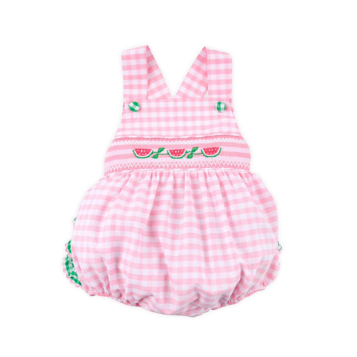 Watermelon & Vine Smocked Pink Gingham Leah Bubble