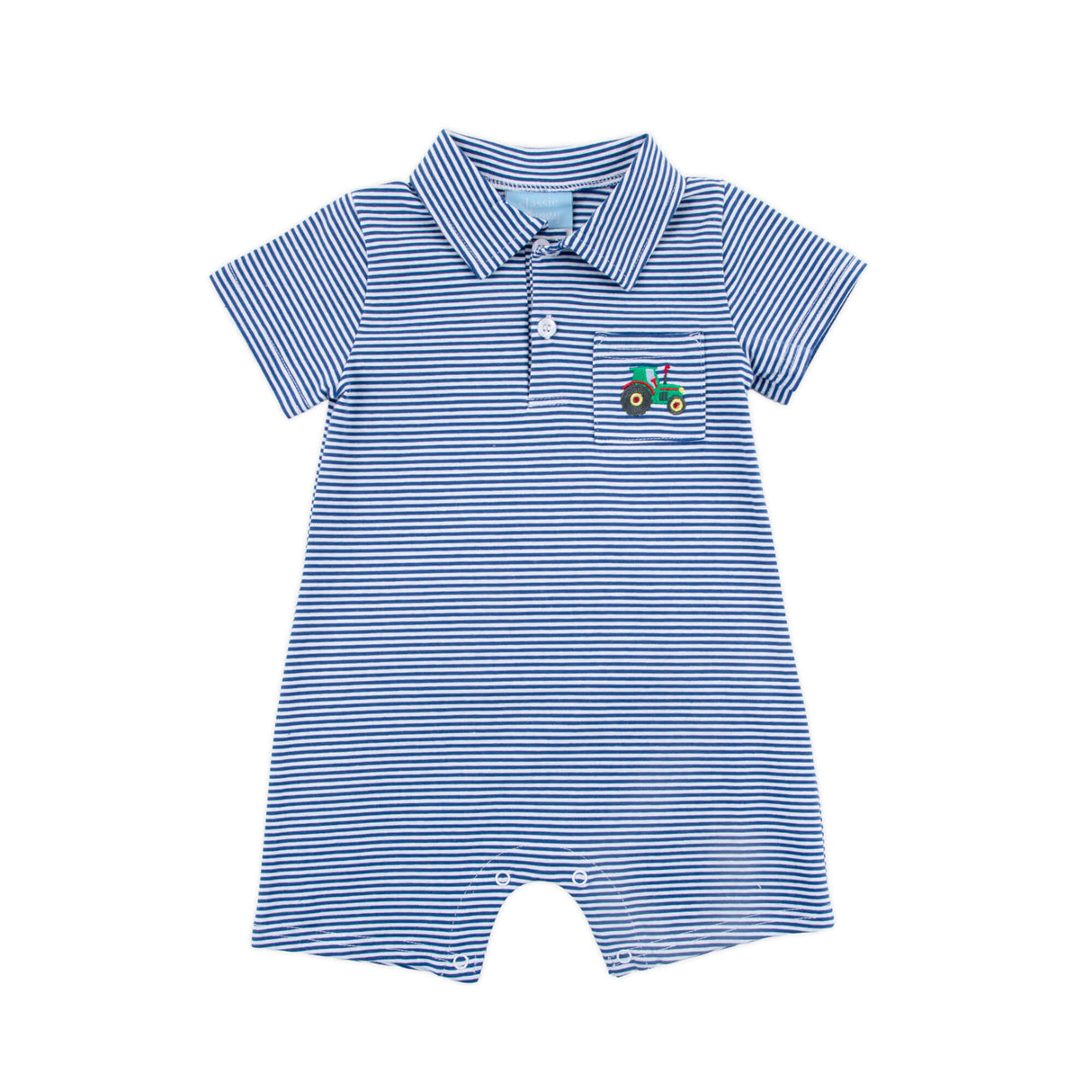 Tractor Navy Stripe Polo Romper