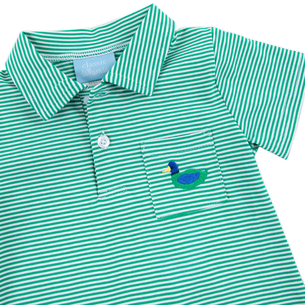 Mallard Green Stripe Polo Romper