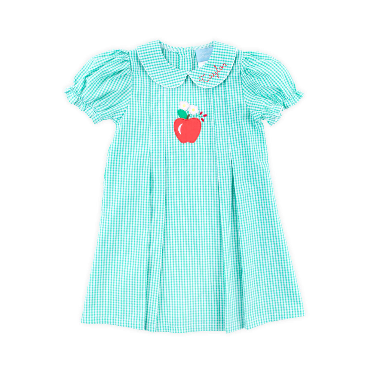 Apple Blossom Turquoise Gingham Shelby Dress