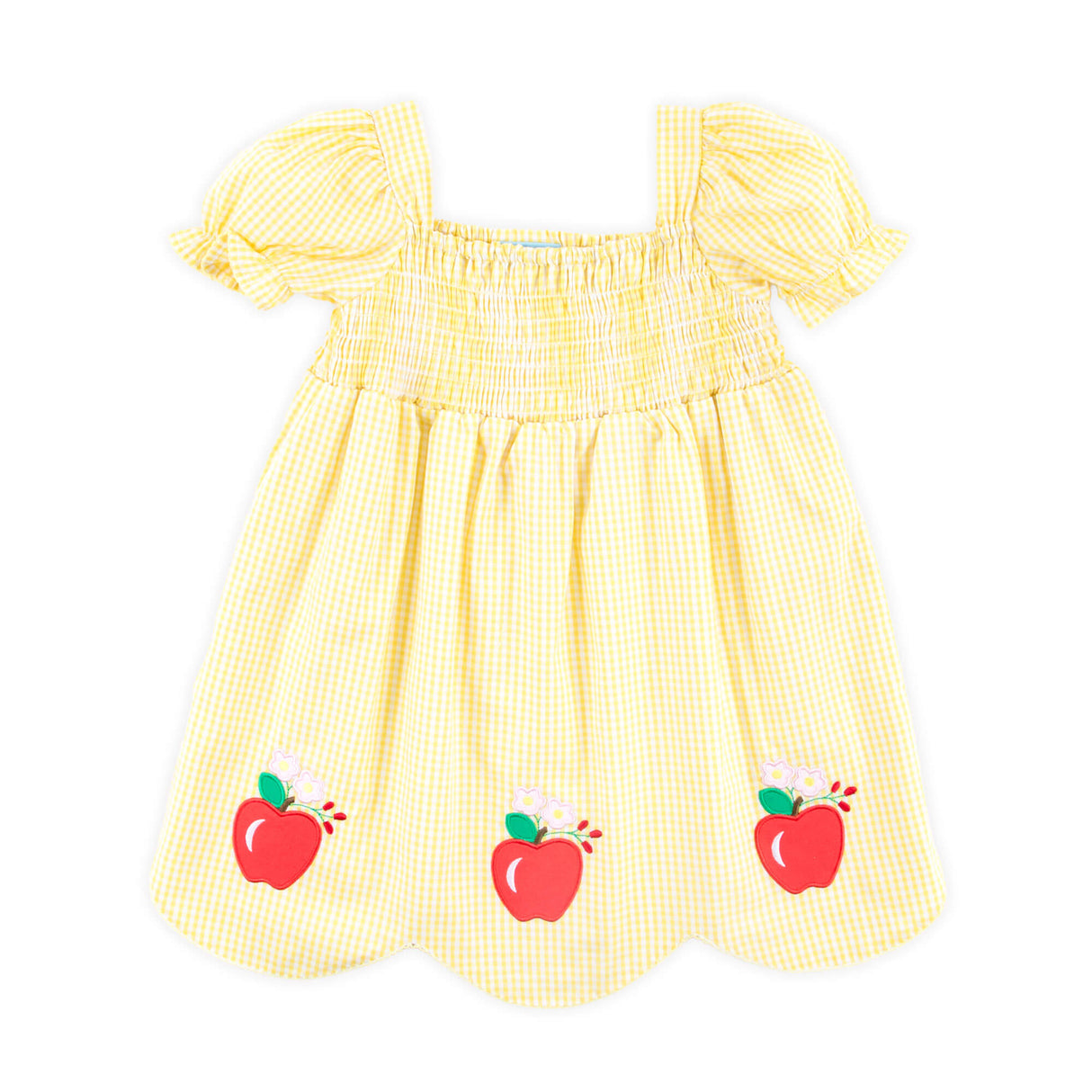 Apple Blossom Yellow Gingham Hannah Dress