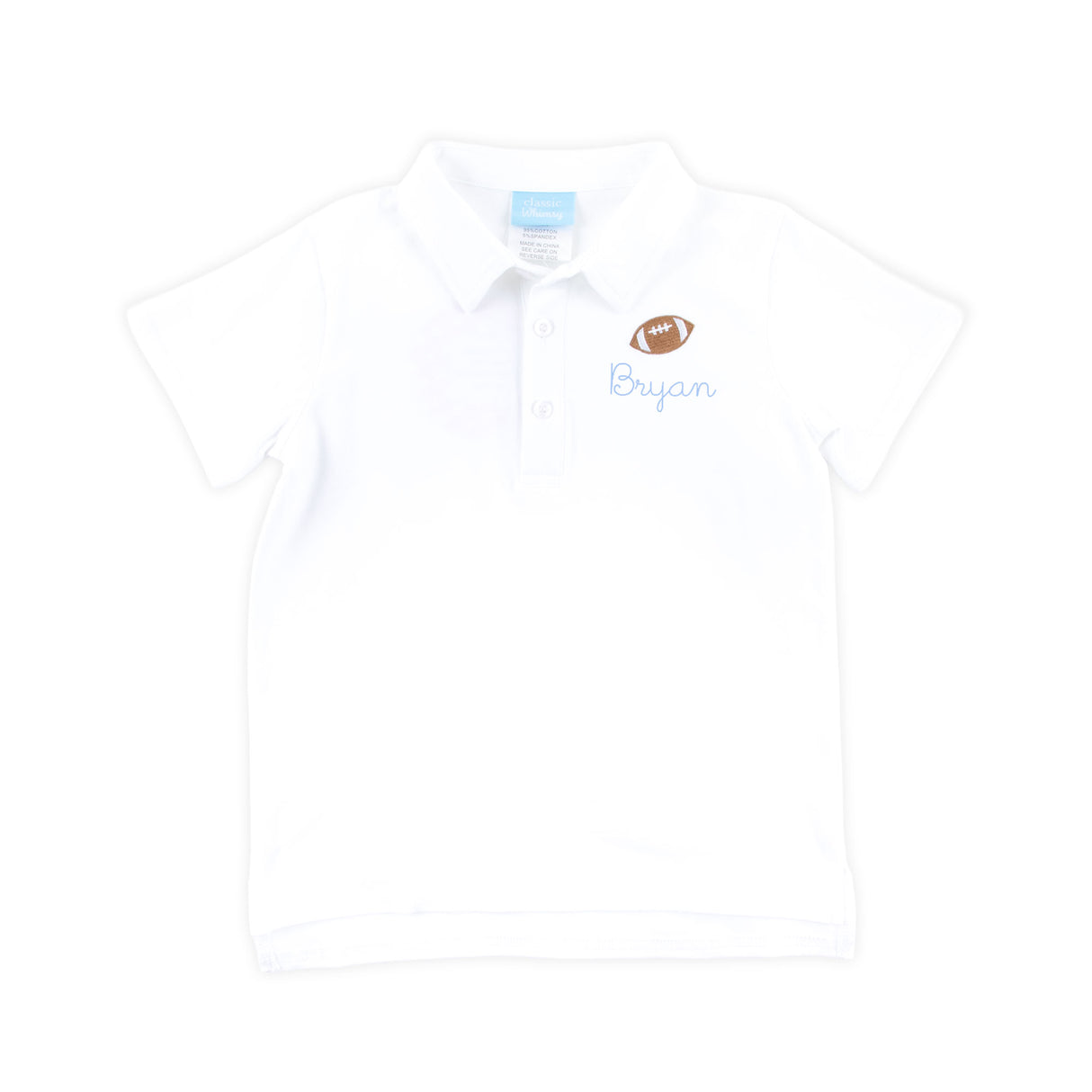 Football Embroidered White Polo