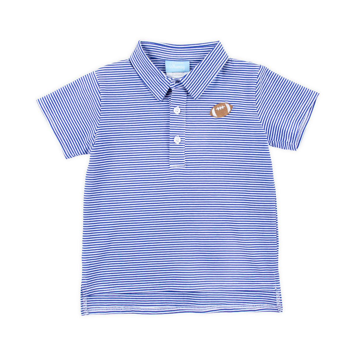 Football Embroidered Royal Blue Stripe Polo