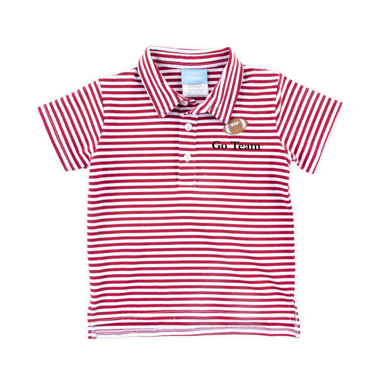 Football Embroidered Maroon Stripe Polo