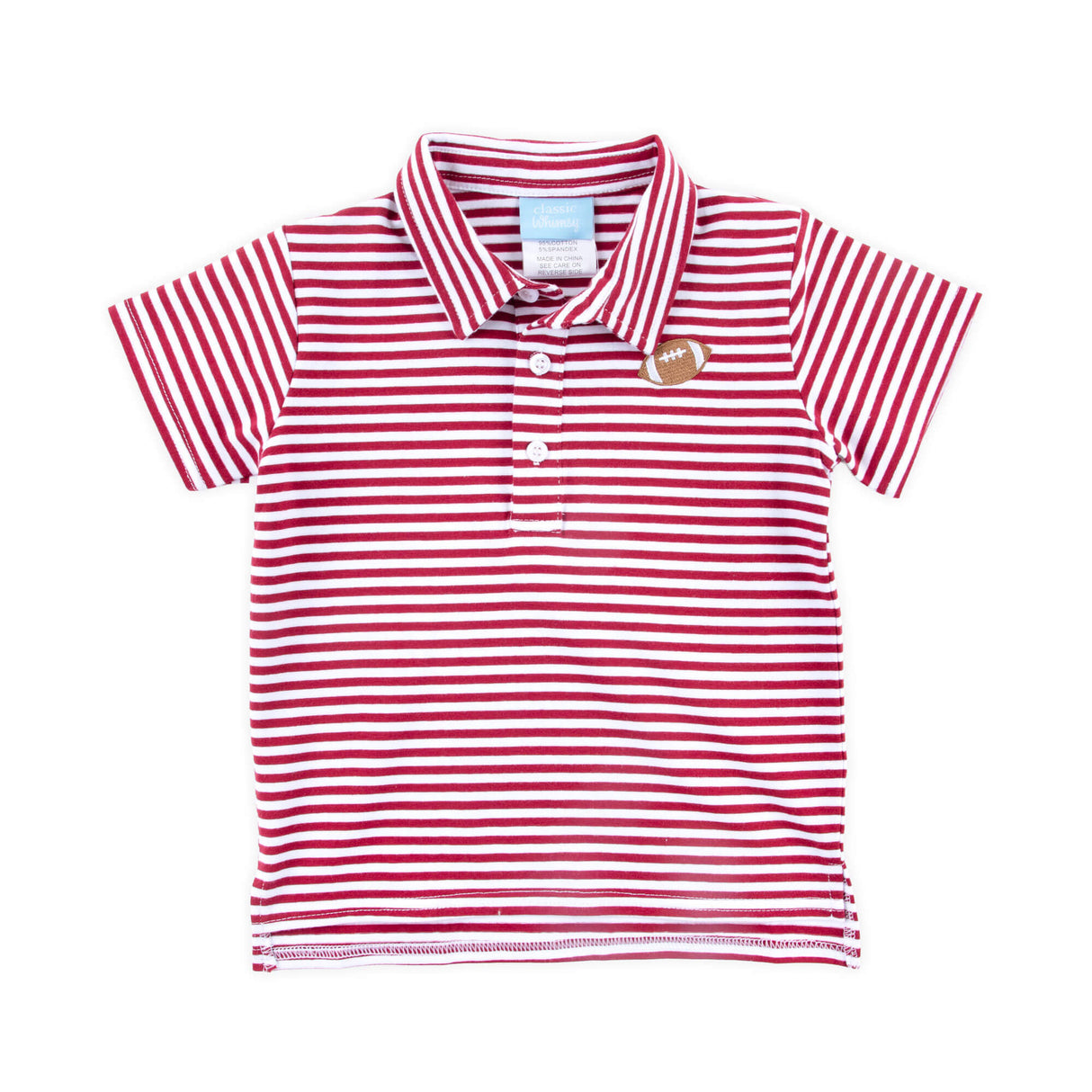 Football Embroidered Maroon Stripe Polo
