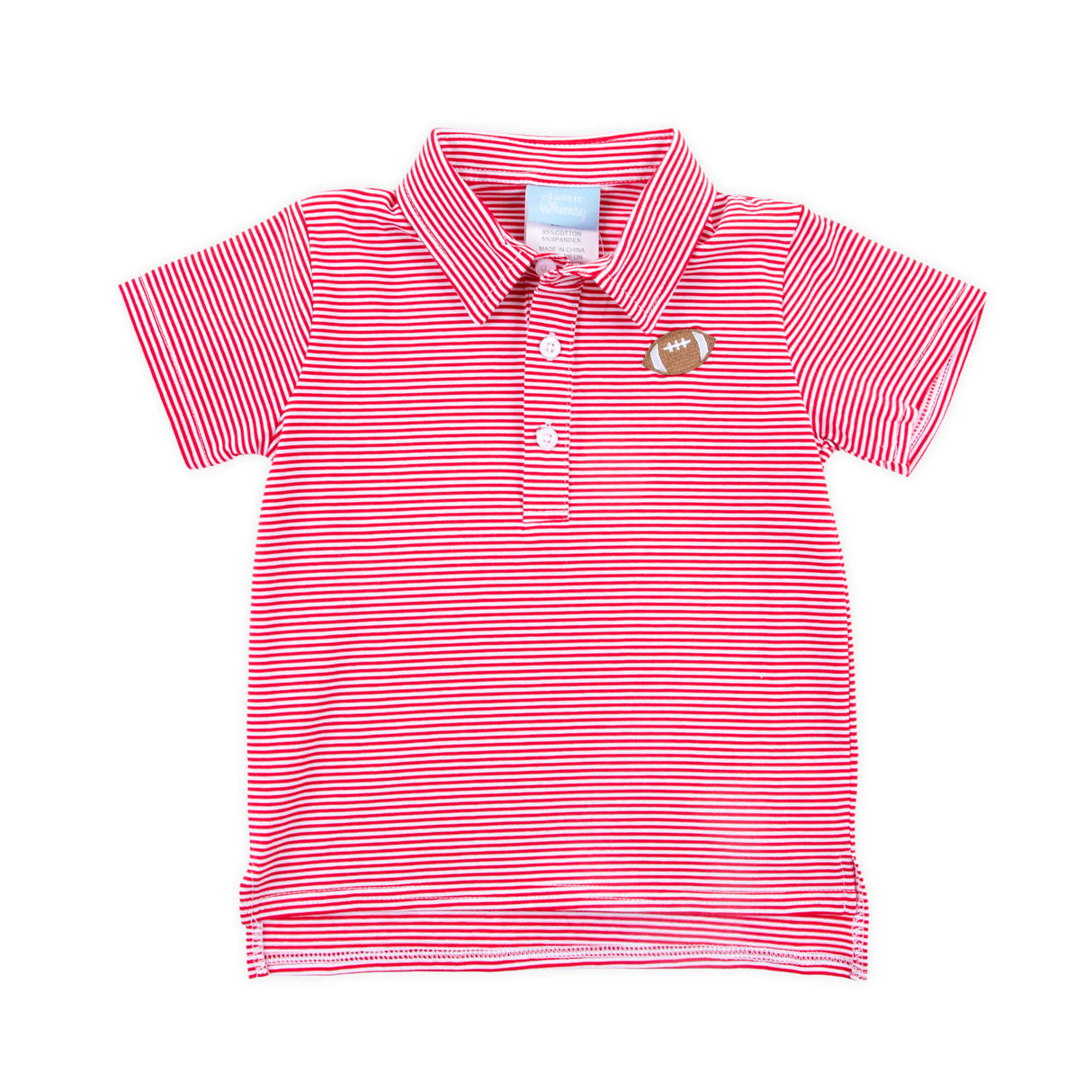 Football Embroidered Red Stripe Polo
