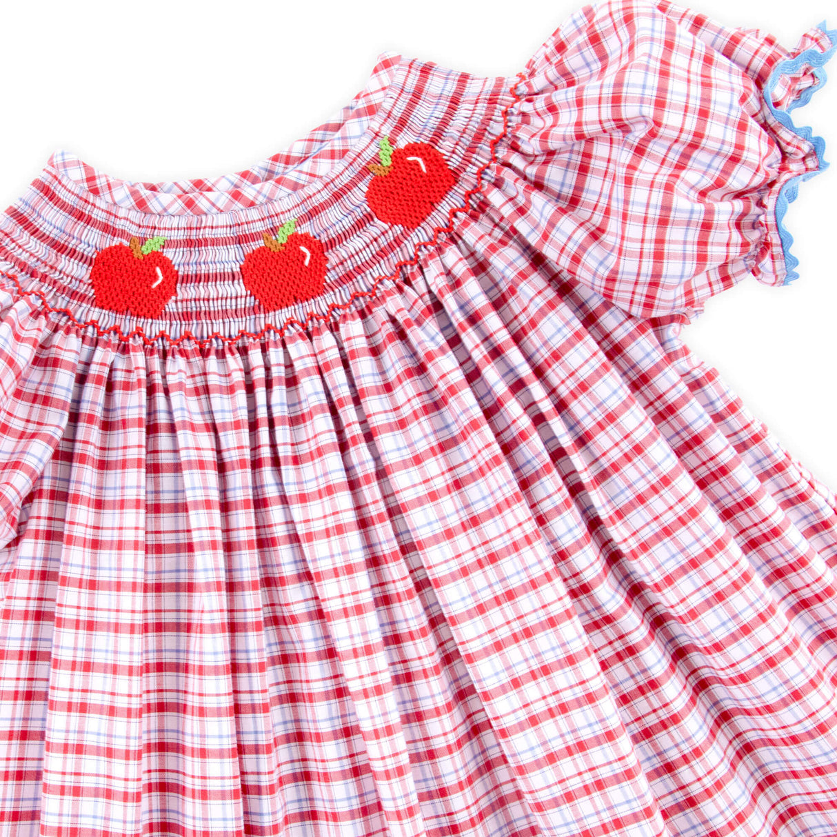 Apple Smocked Red Plaid Bishop Bubble