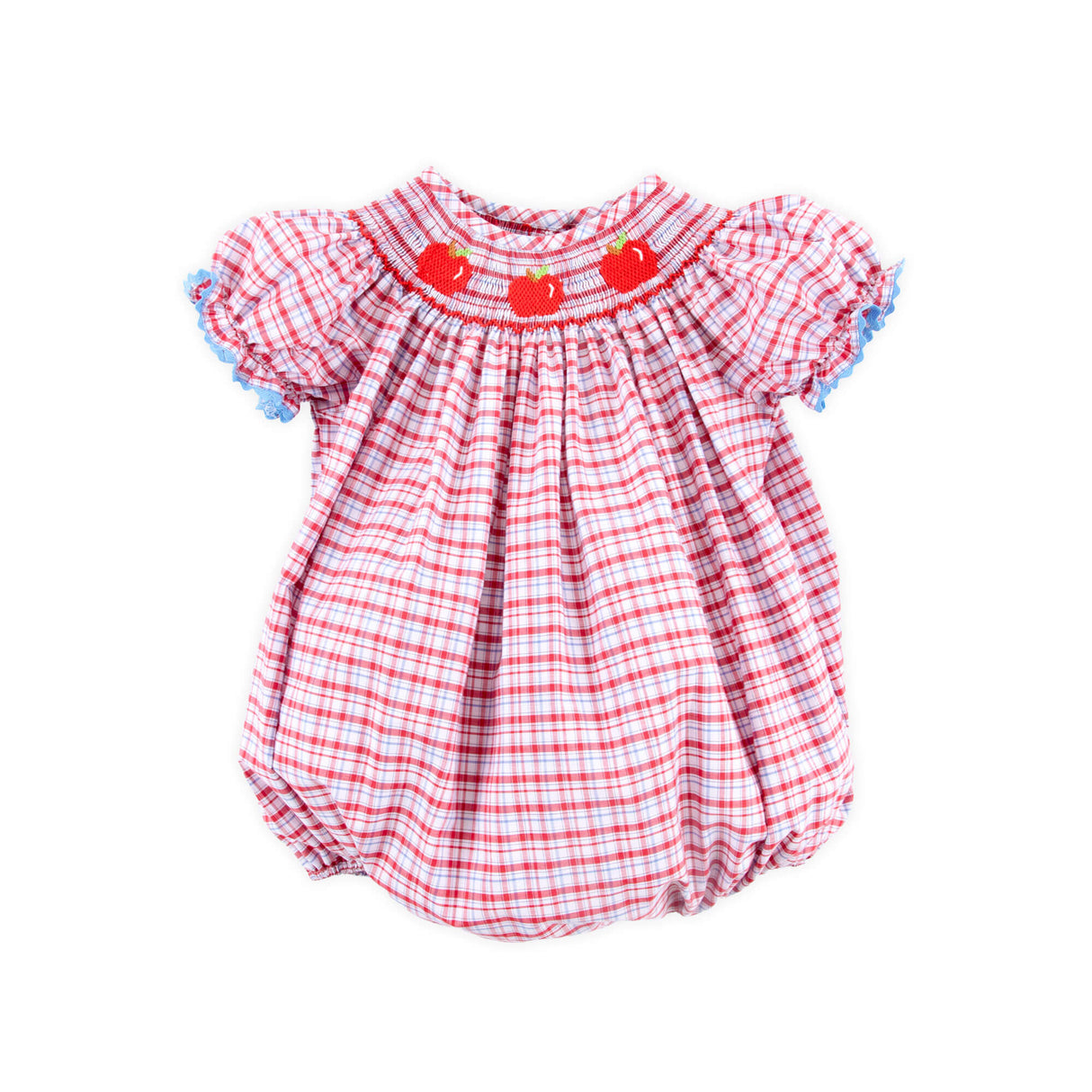Apple Smocked Red Plaid Bishop Bubble