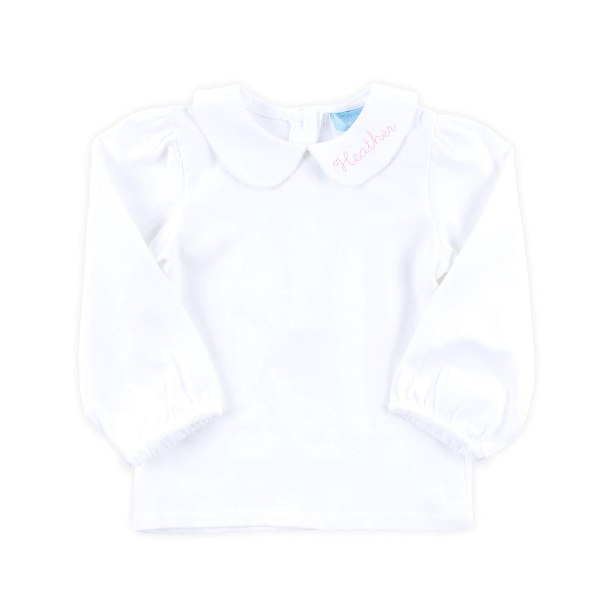 Girls White Knit Long Sleeve Undershirt with Ric Rac Trim
