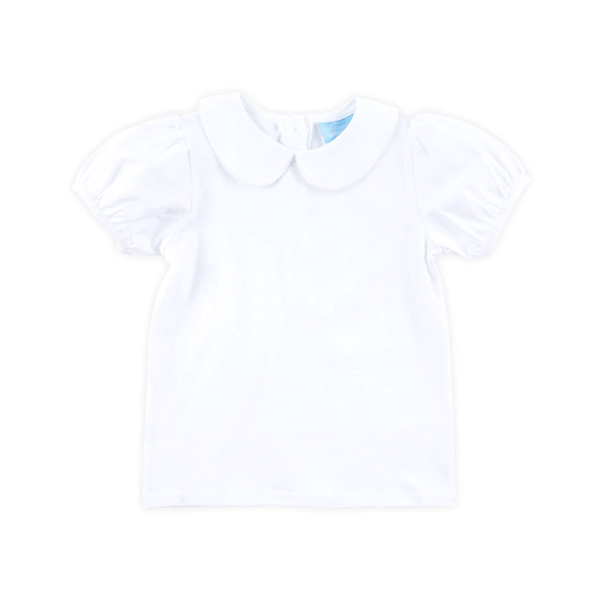 Girls White Knit Short Sleeve Undershirt with Ric Rac Trim
