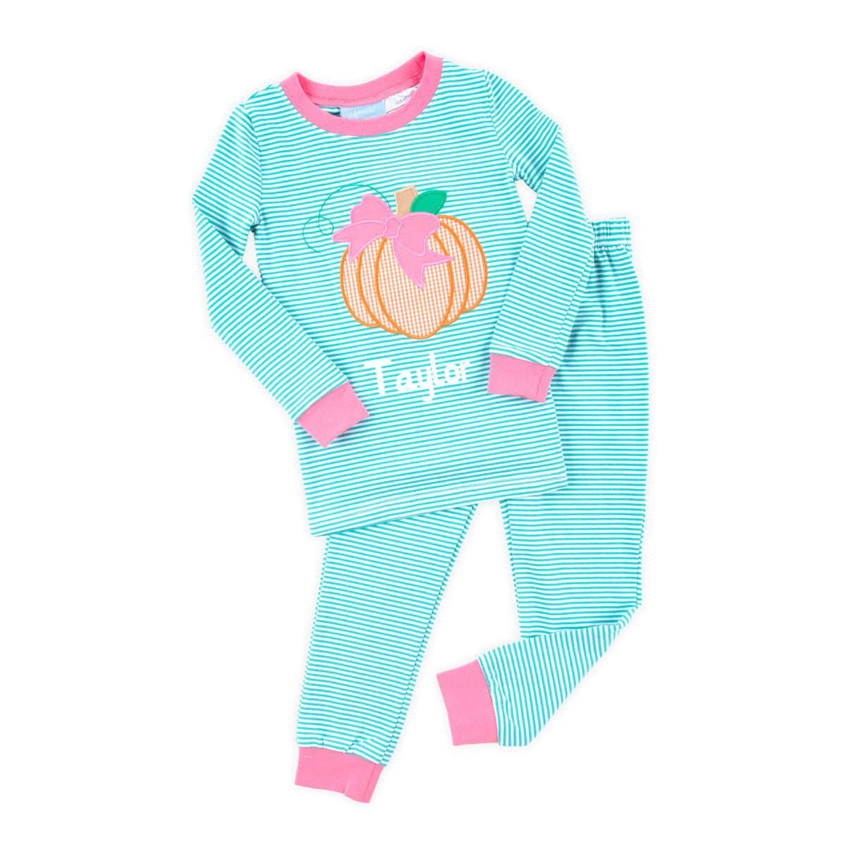 Pumpkin Pink Green Stripe Pajamas