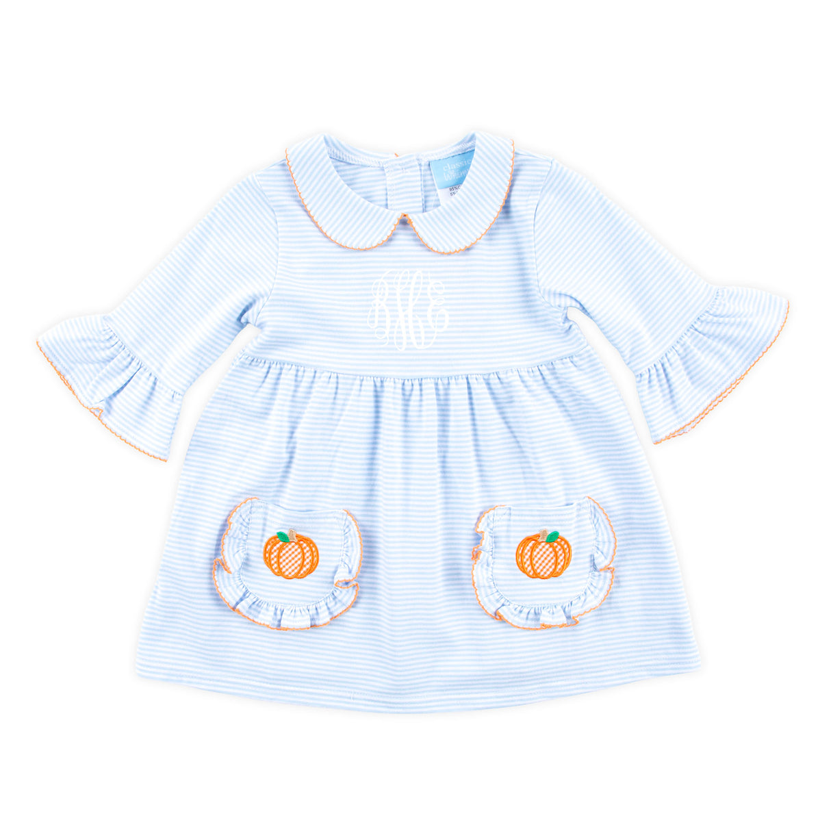 Pumpkin Light Blue Stripe Caroline Dress