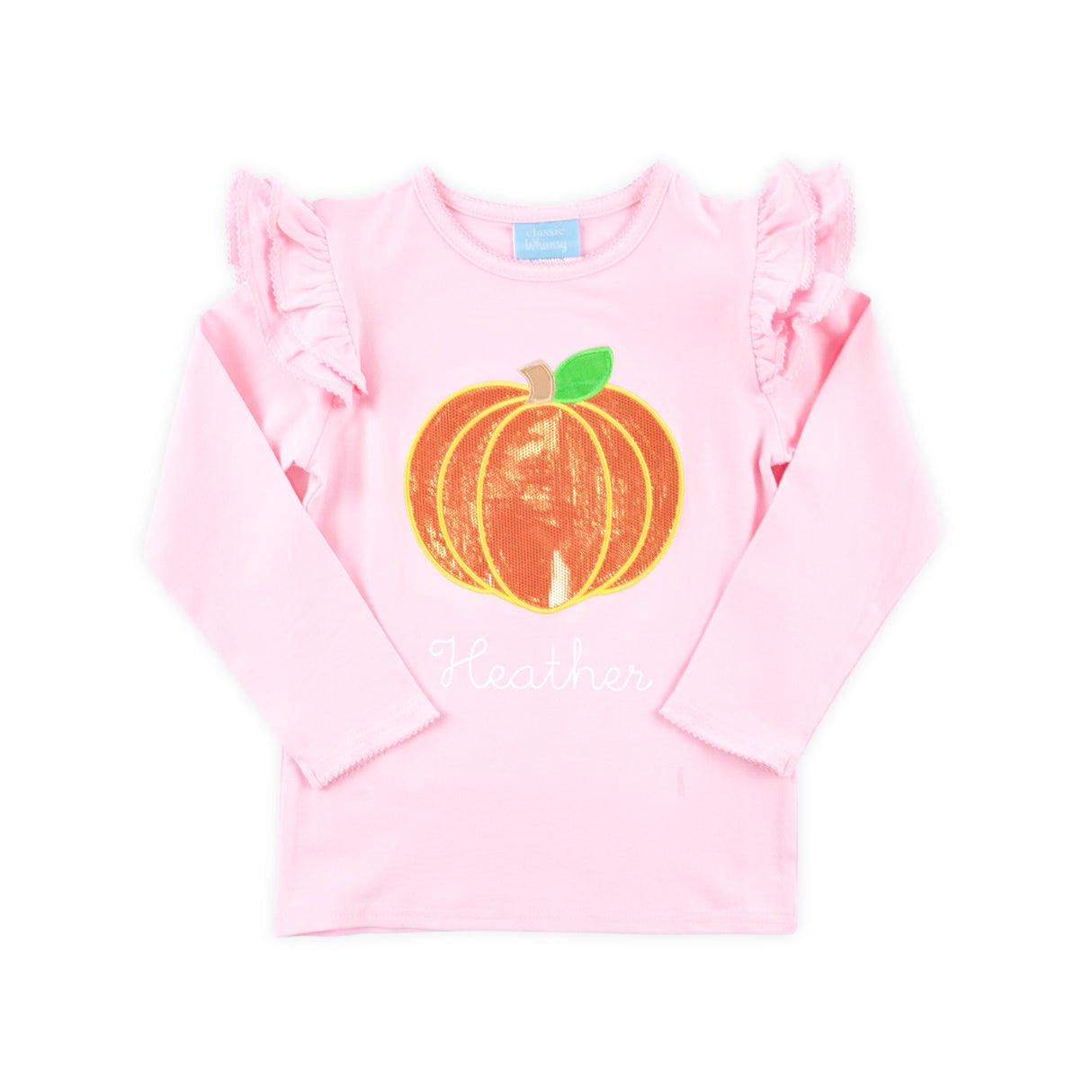 Pumpkin Pink Long Sleeve Ruffle Top