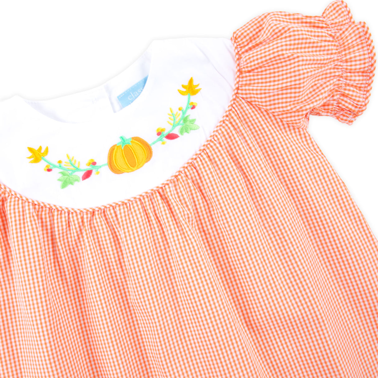 Fall Pumpkin Orange Gingham Yoke Bloomer Set