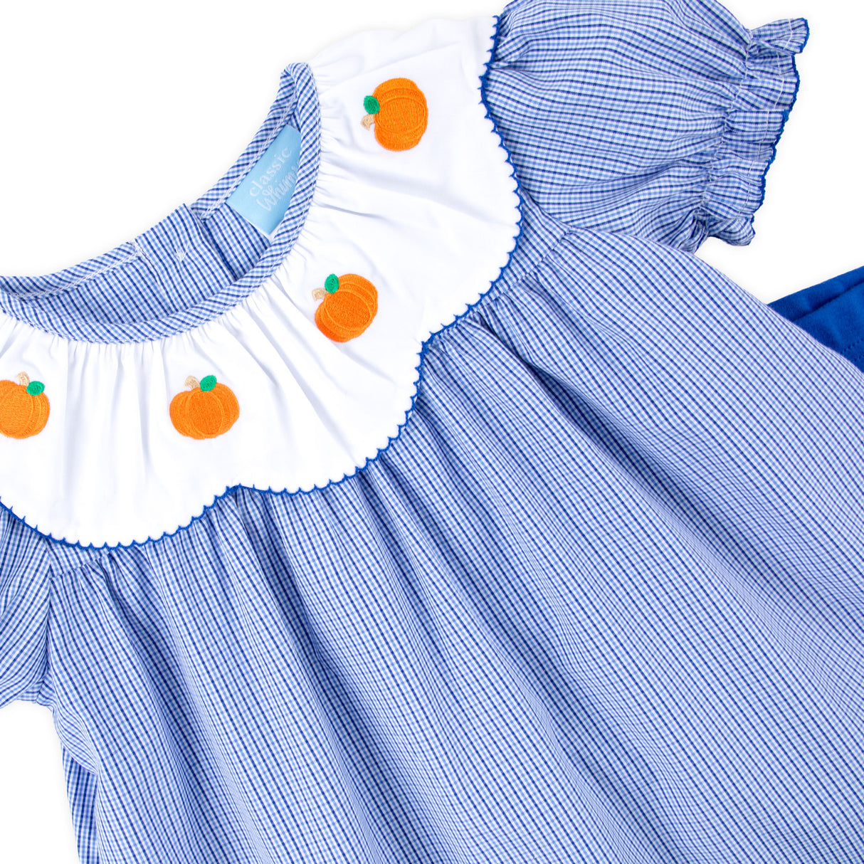 Pumpkin Blue Micro Plaid Yoke Legging Set