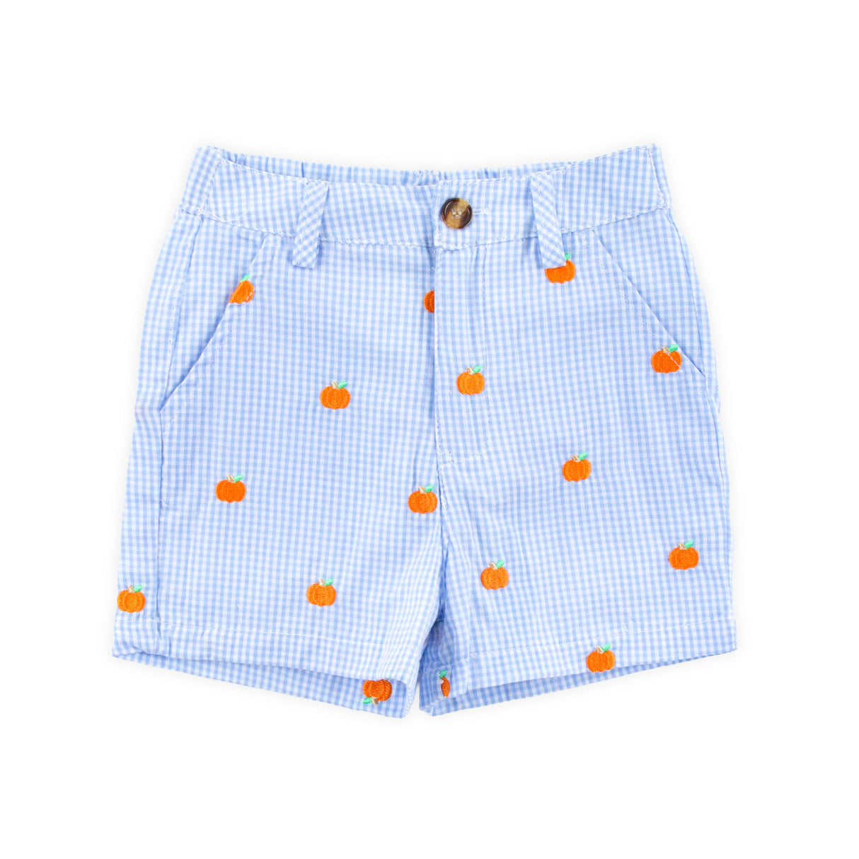 Pumpkin Schiffli Light Blue Gingham Standard Shorts