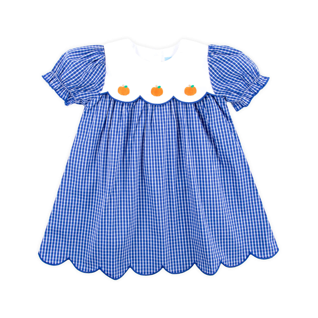 Adorable Pumpkin Royal Blue Windowpane Amelia Dress