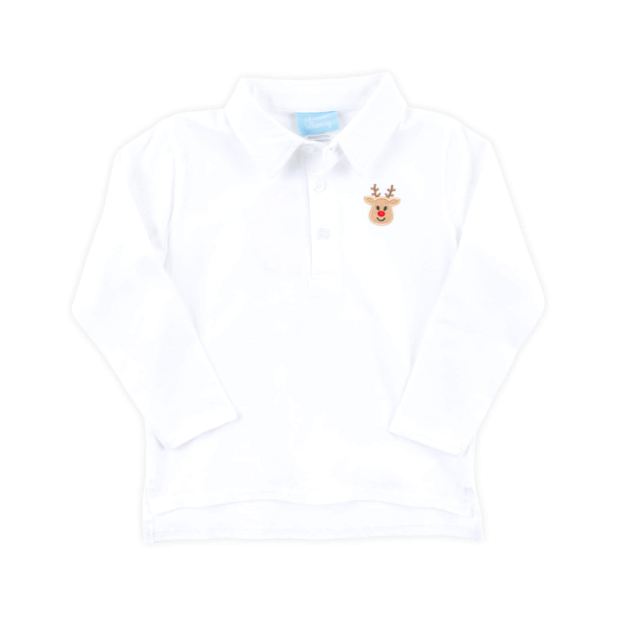 Reindeer White Long Sleeve Polo Shirt