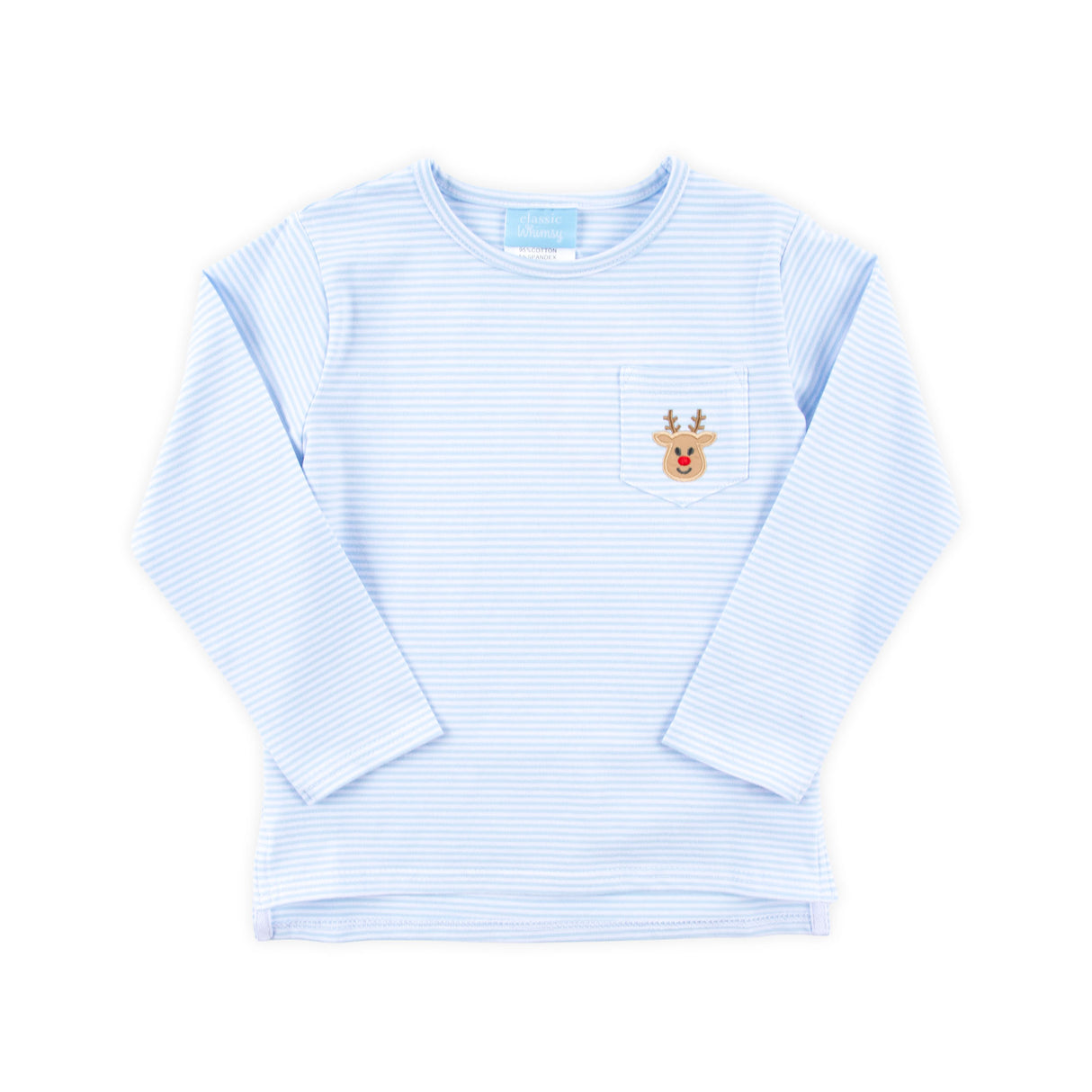 Reindeer Light Blue Stripe Long Sleeve Pocket Shirt