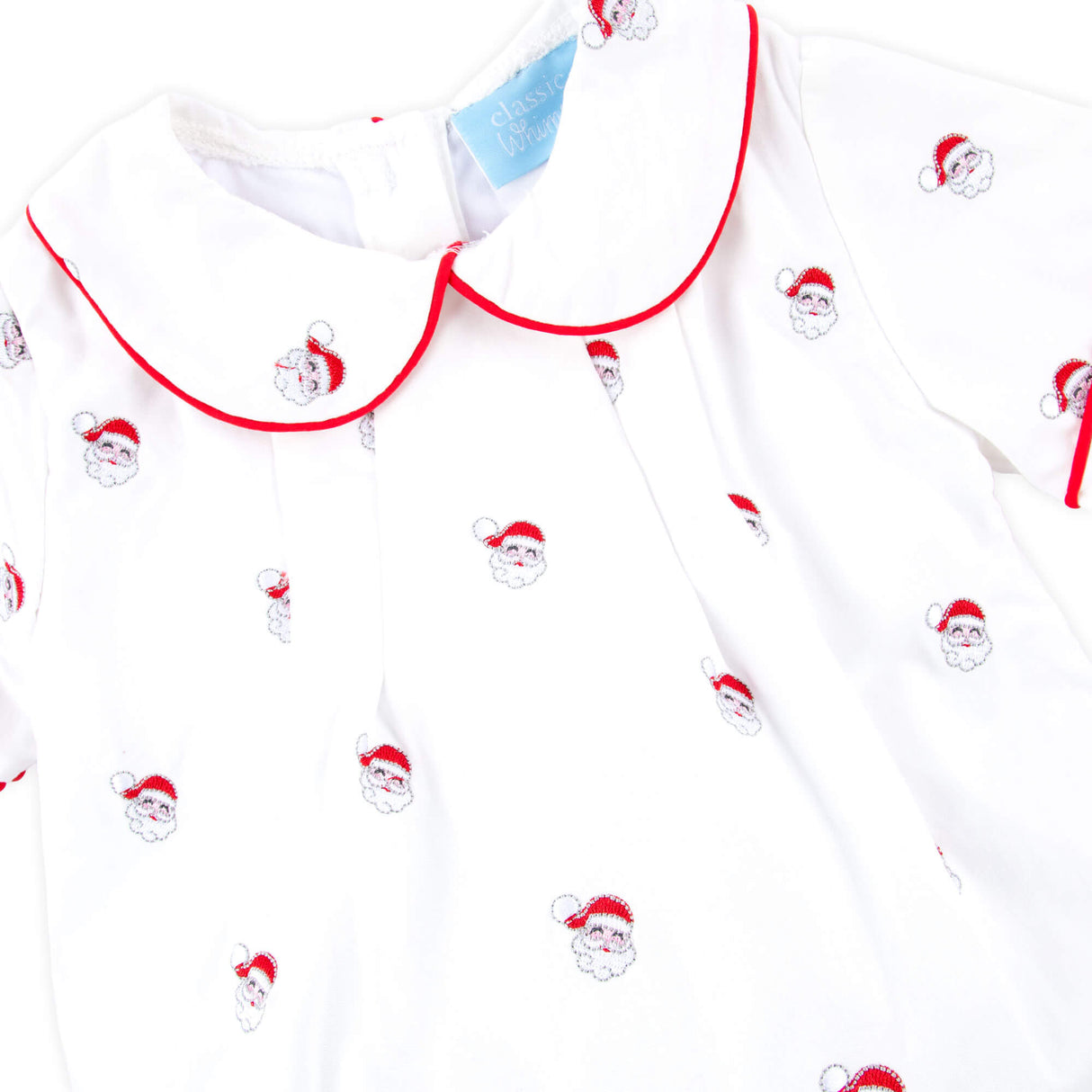 Happy Santa Schiffli White Collared Bubble