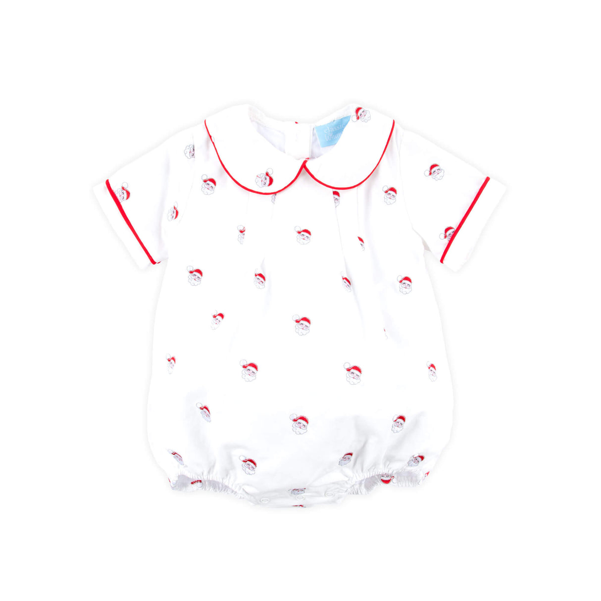 Happy Santa Schiffli White Collared Bubble