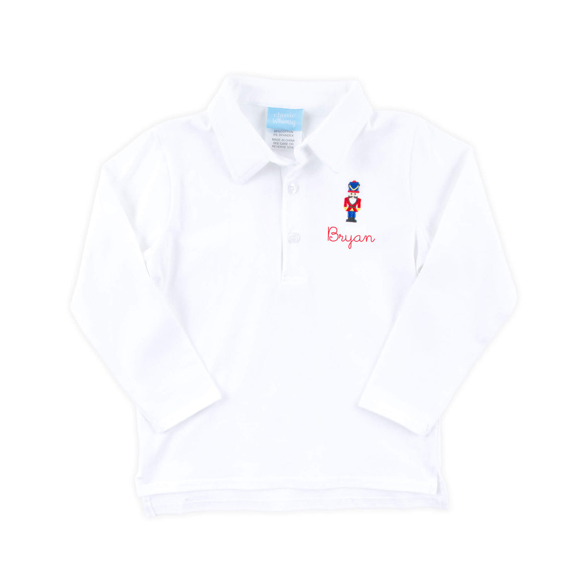 Nutcracker White Long Sleeve Polo Shirt