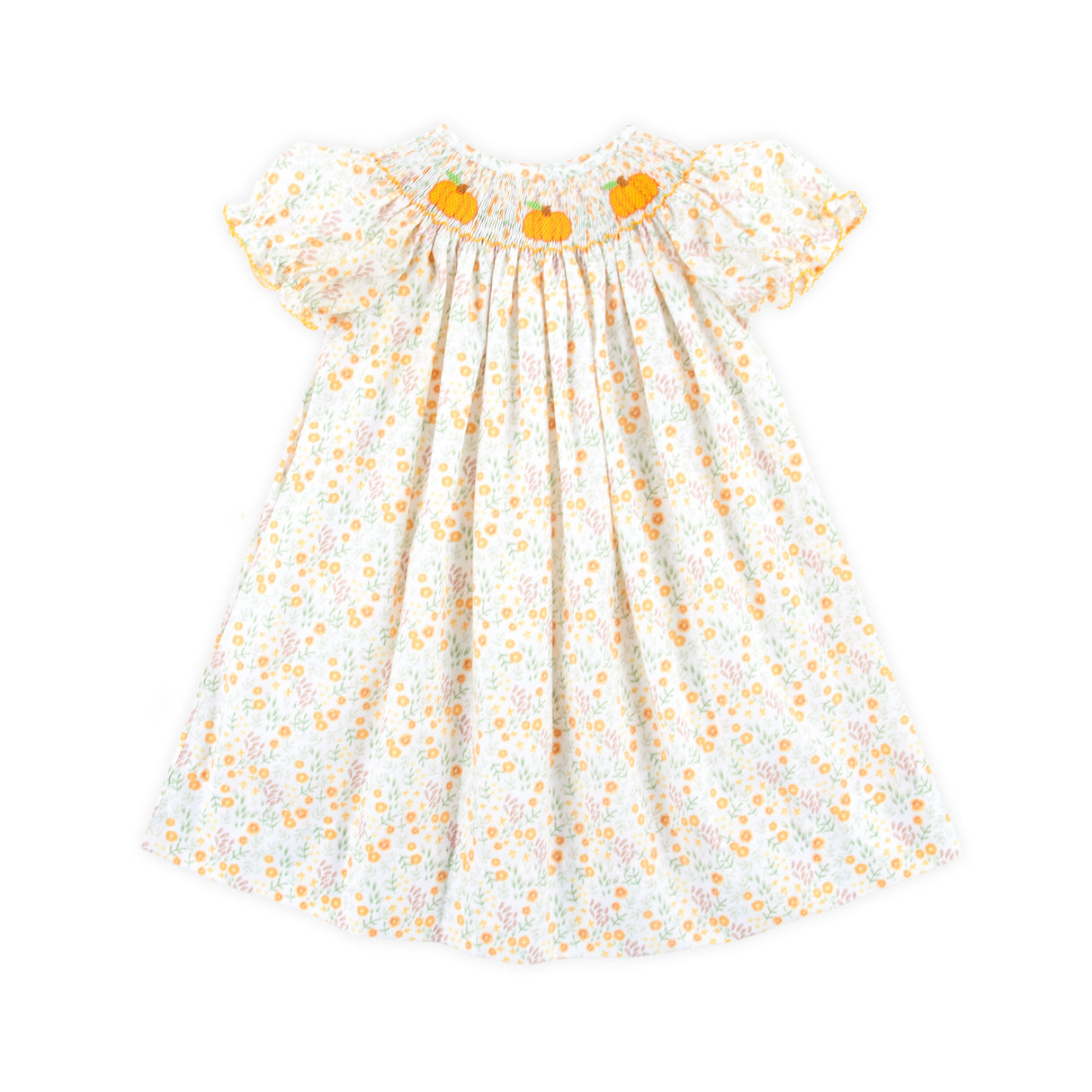 Autumn Petal Pumpkin Smocked Bishop Dress