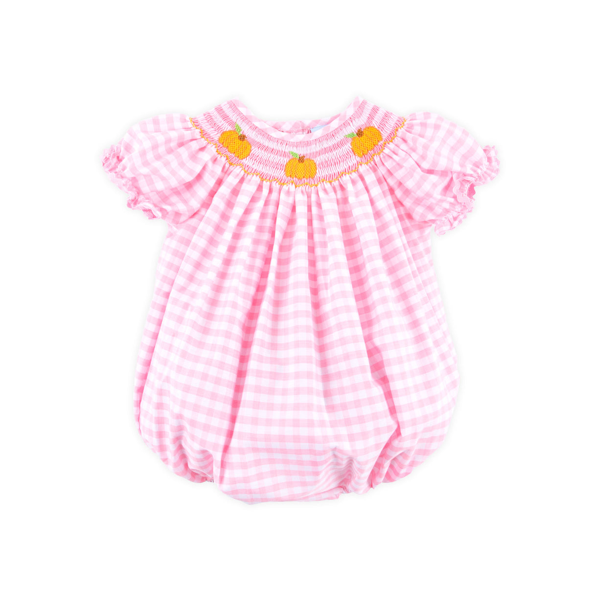 Pumpkin Trio Smocked Pink Check Bishop Bubble