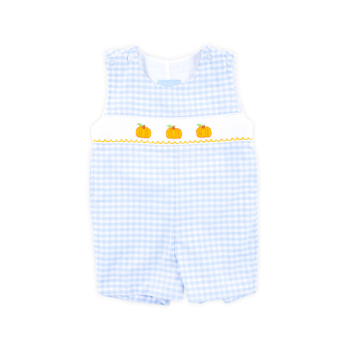 Pumpkin Trio Smocked Blue Check Jon Jon