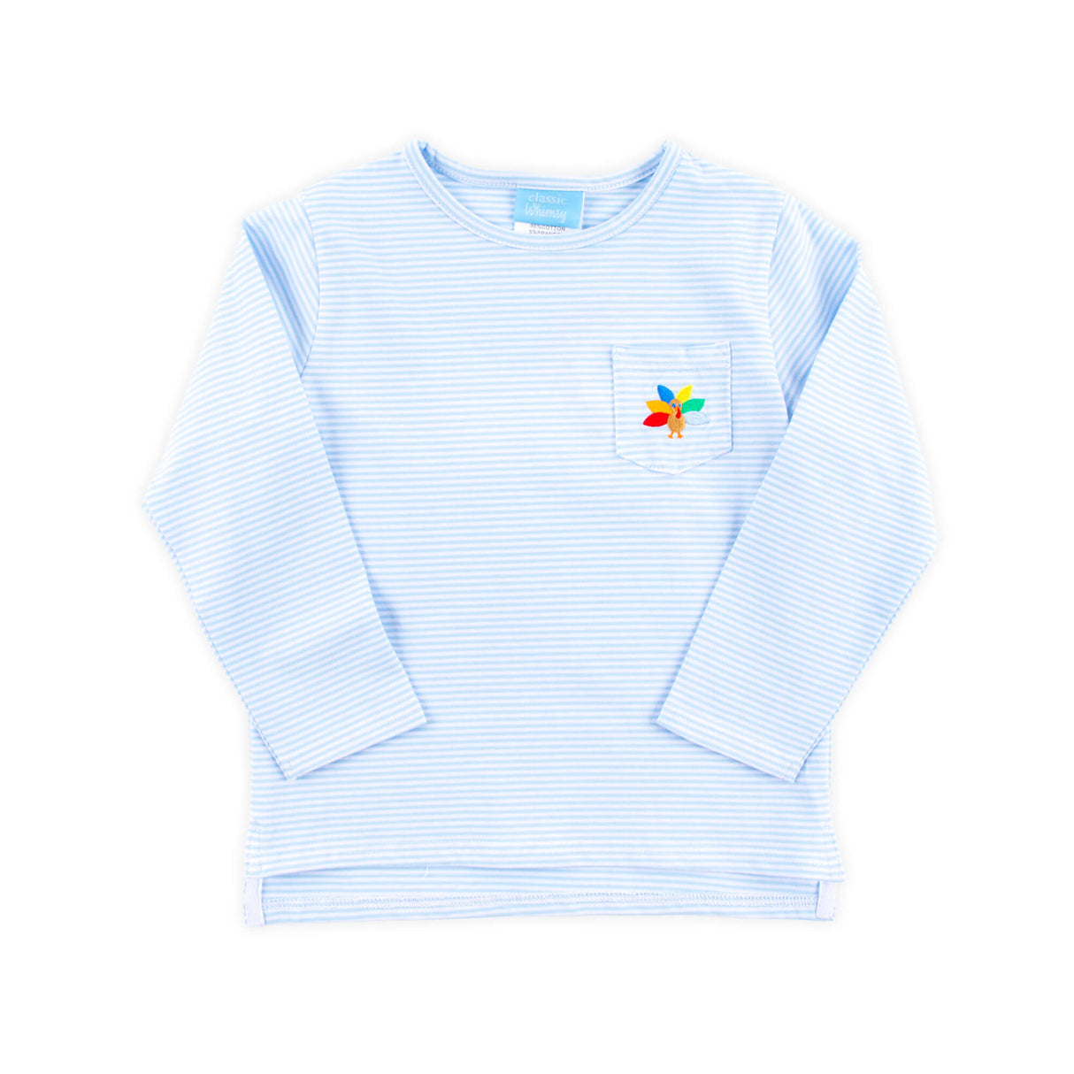 Turkey Light Blue Stripe Pocket Long Sleeve Shirt