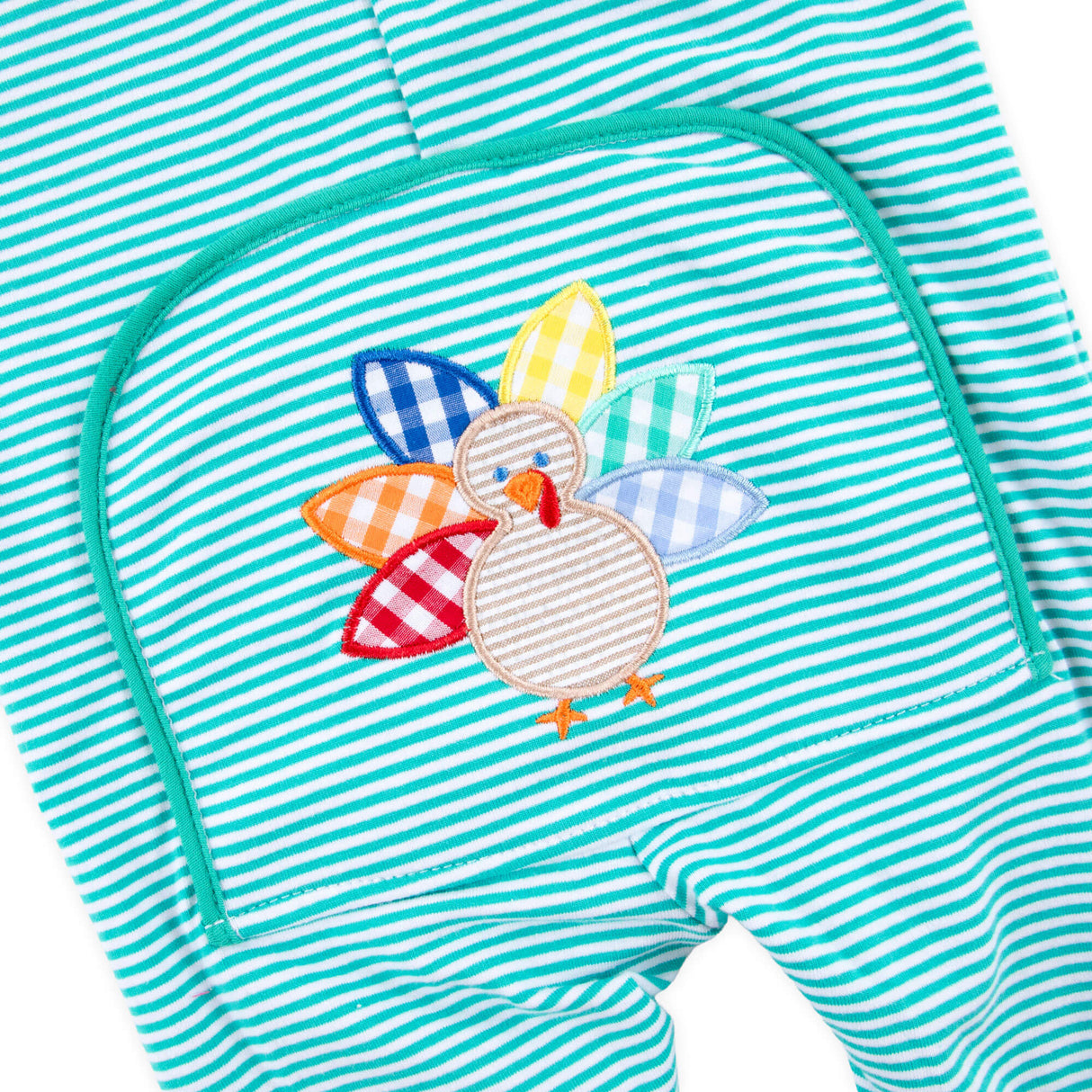 Cute Turkey Green Stripe Zip Sleeper