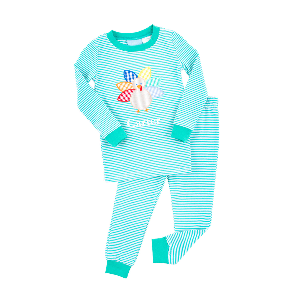 Cute Turkey Green Stripe Pajamas