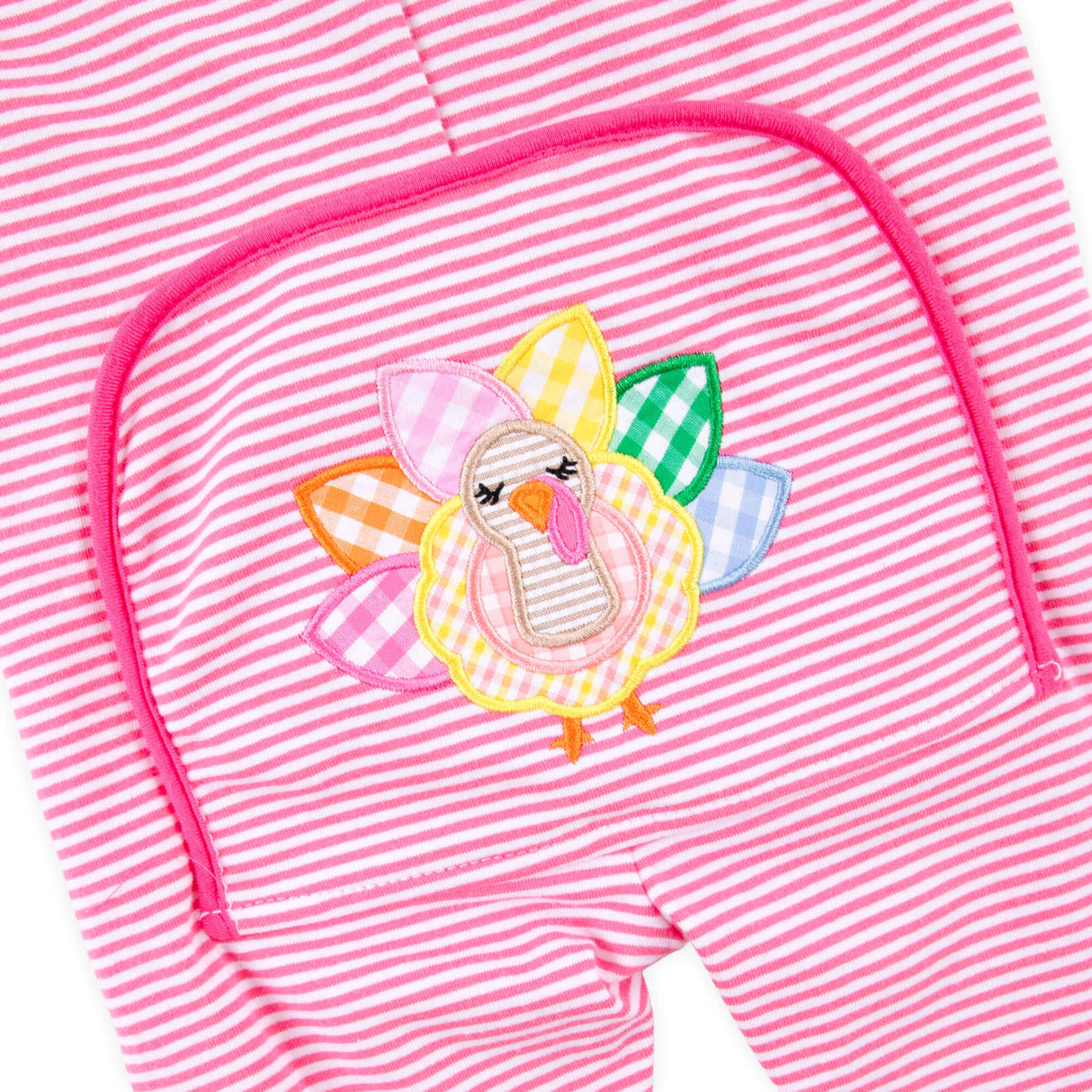 Cute Turkey Pink Stripe Zip Sleeper
