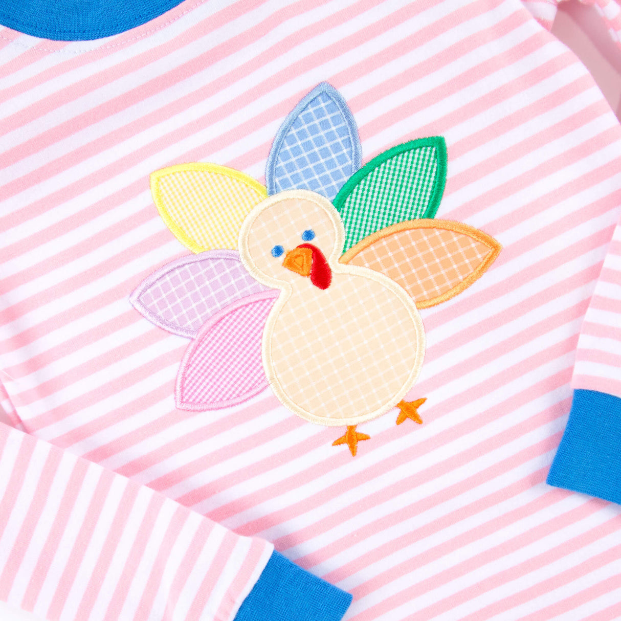 Colorful Turkey Light Pink Stripe Pajamas