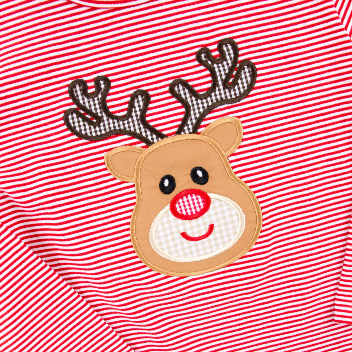 Reindeer Red Stripe Long Sleeve Shirt