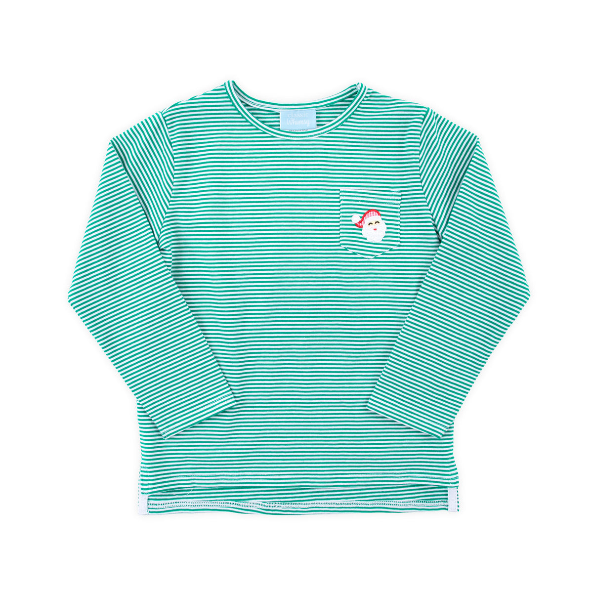 Happy Santa Green Stripe Long Sleeve Pocket Shirt