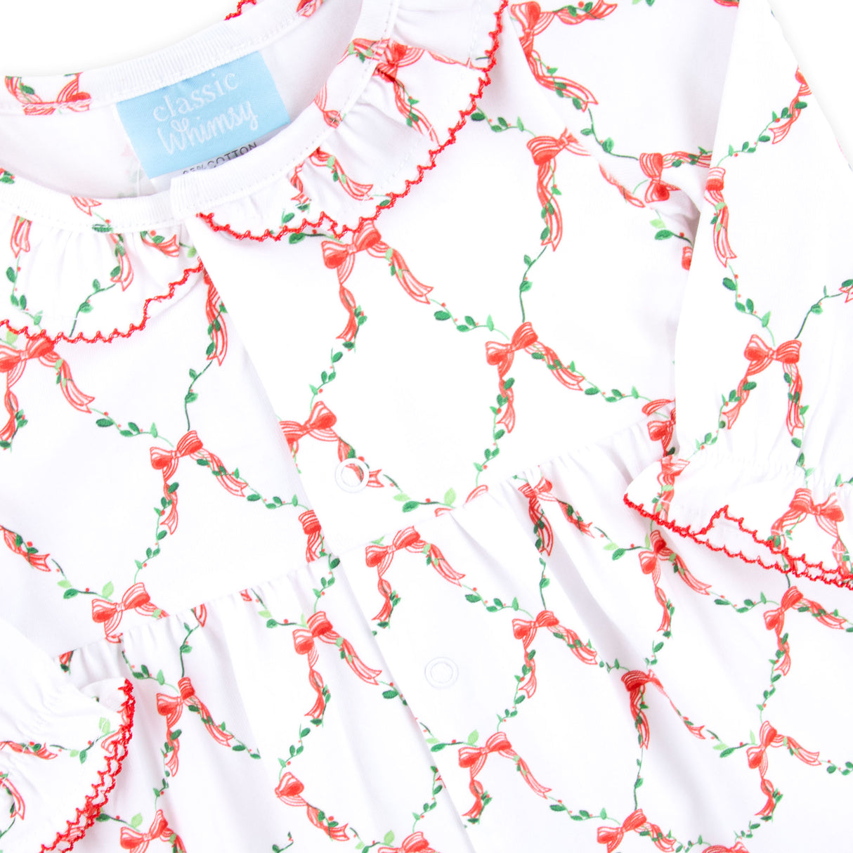 Bow Lattice White Ruffle Sleeper