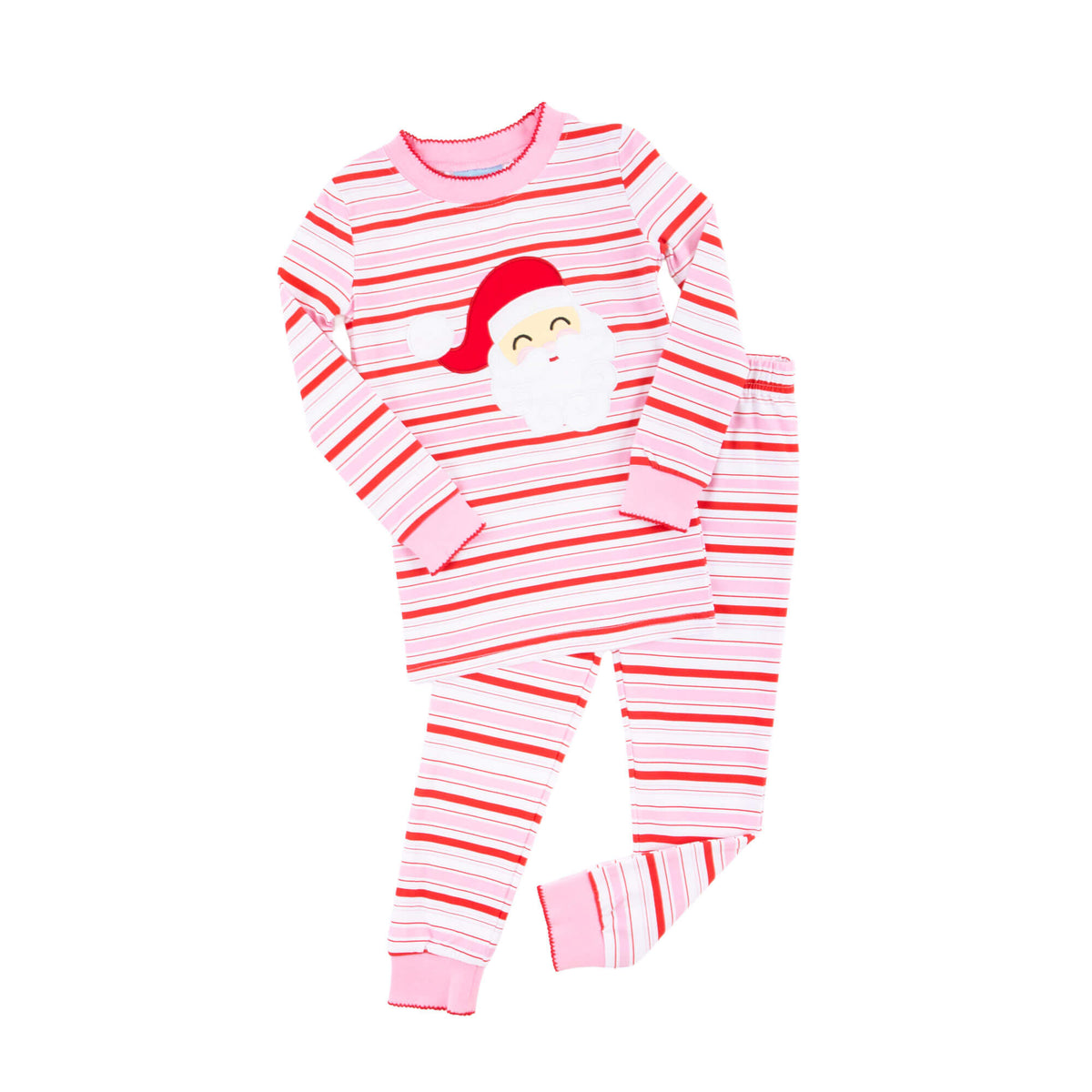Happy Santa Red & Pink Stripe Pajamas
