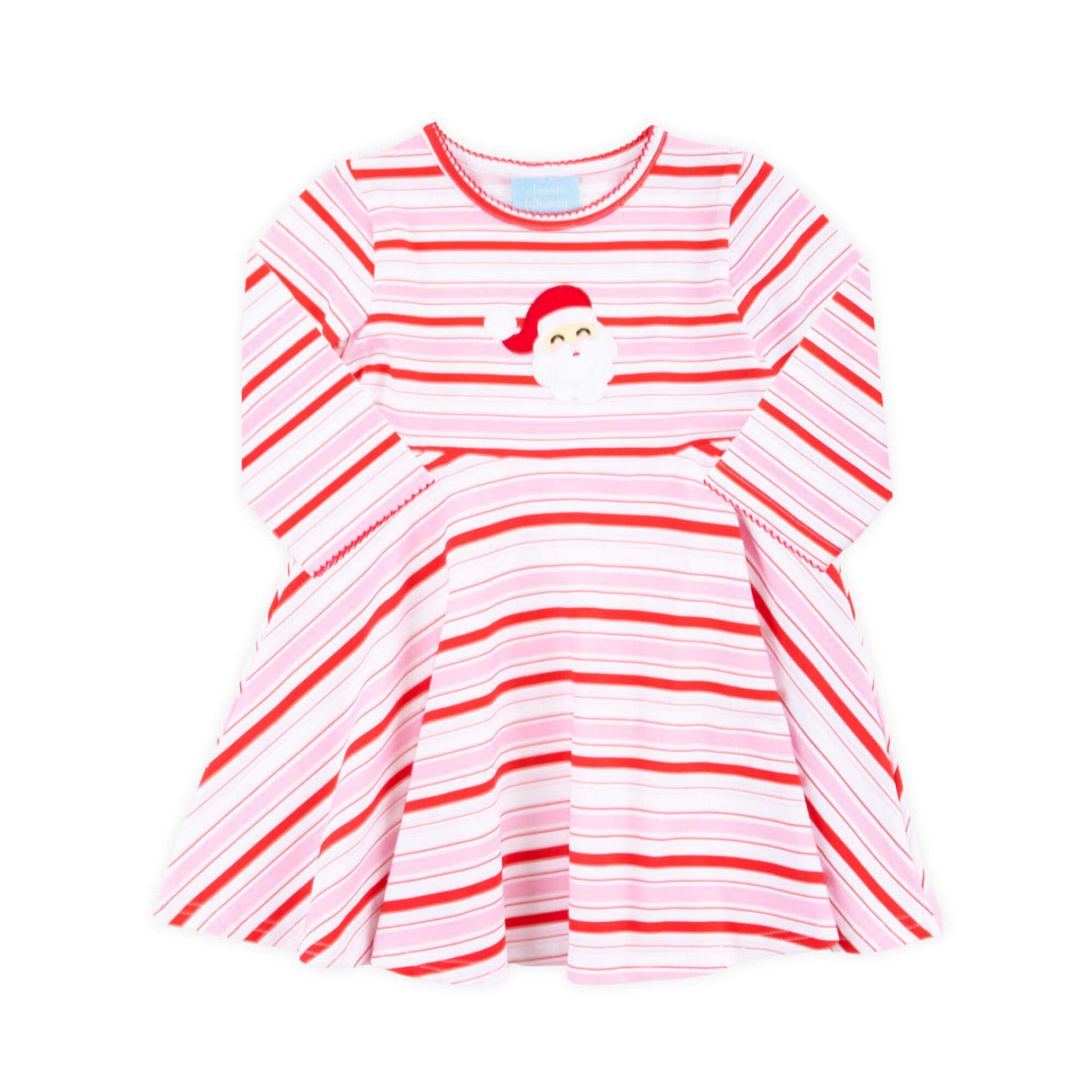 Happy Santa Red & Pink Stripe Sophia Dress